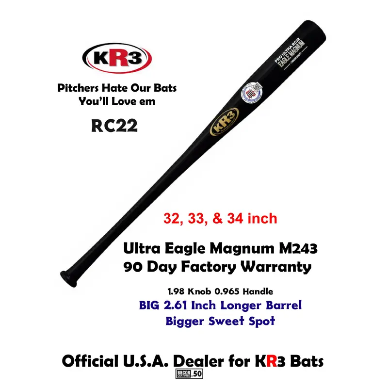 KR3 PRO RC22 Ultra Eagle Magnum 33.5 inch composite Wood Bat (-3) 31 oz RC22
