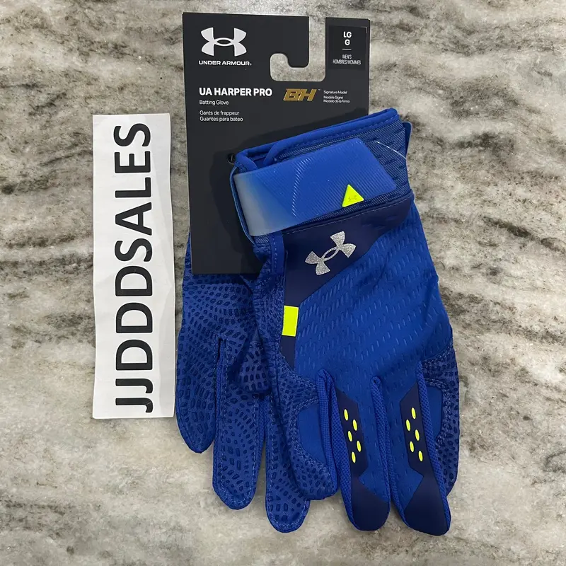 Under Armour Bryce Harper UA Pro Harper Blue Batting Gloves 1365465-400 Mens Lrg  New