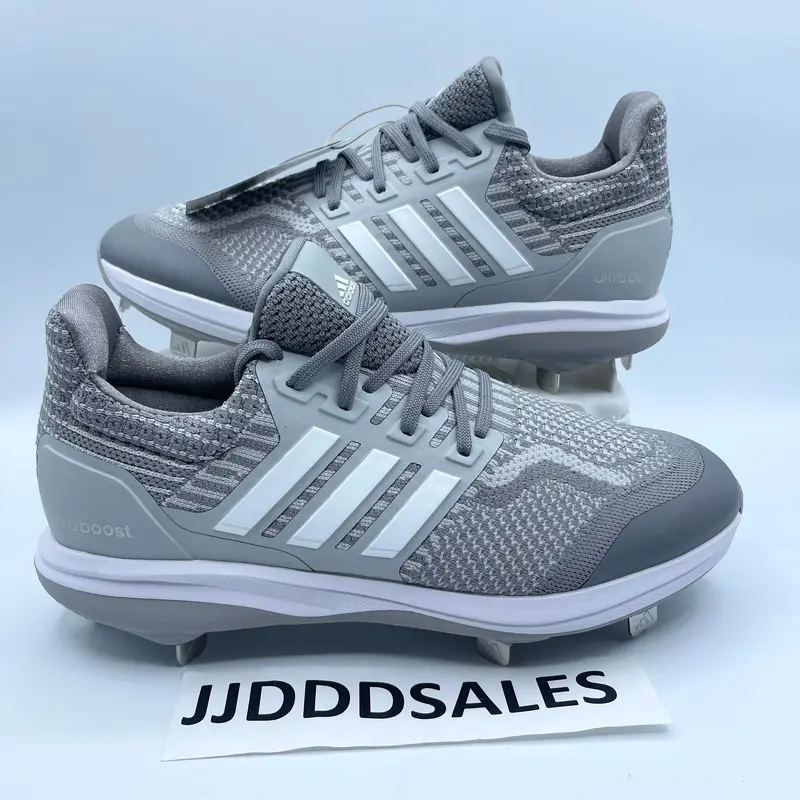 Adidas UltraBoost DNA 5.0 Baseball Cleats Metal Grey White ID9602 Mens Size 13 NEW