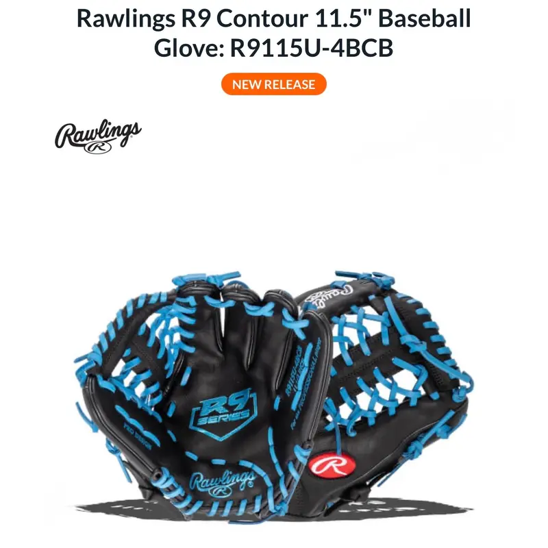 RH Rawlings R9 Baseball Glove 11.5" (New)