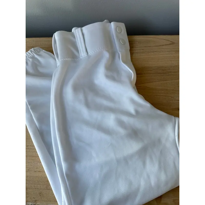 Alleson White Full Length Button Front Size Youth Large Baseball Pants