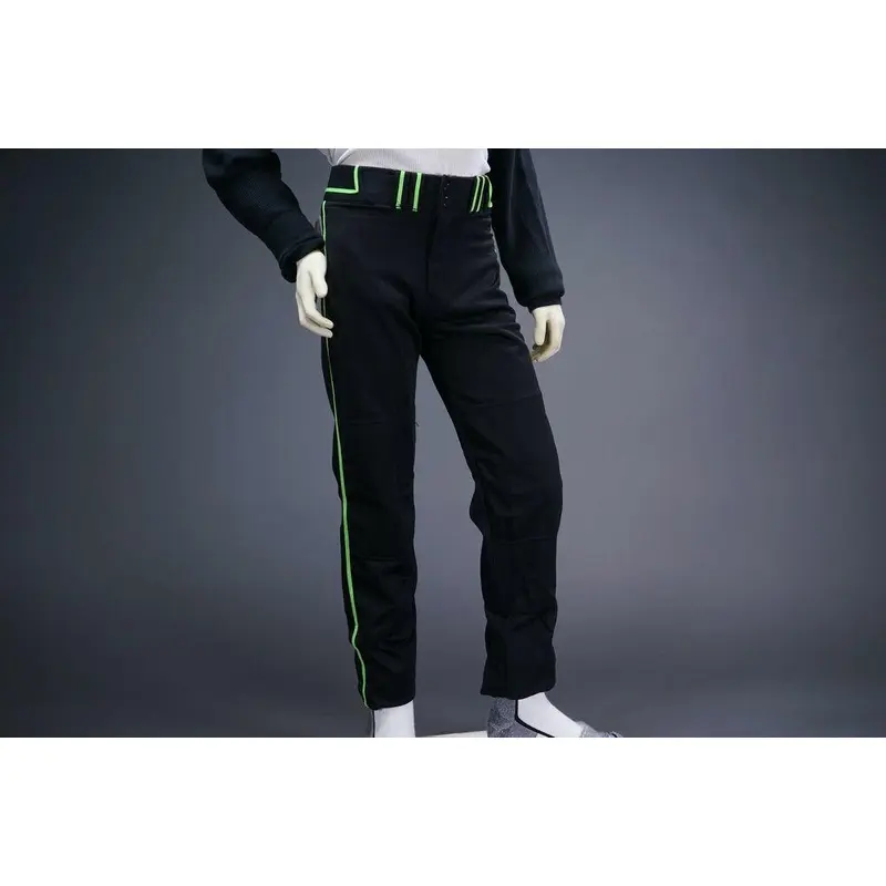 COMBAT PIPED STOCK OPEN BOTTOM BASEBALL/SOFTBALL PANTS, BLACK/GREEN ~ YOUTH L