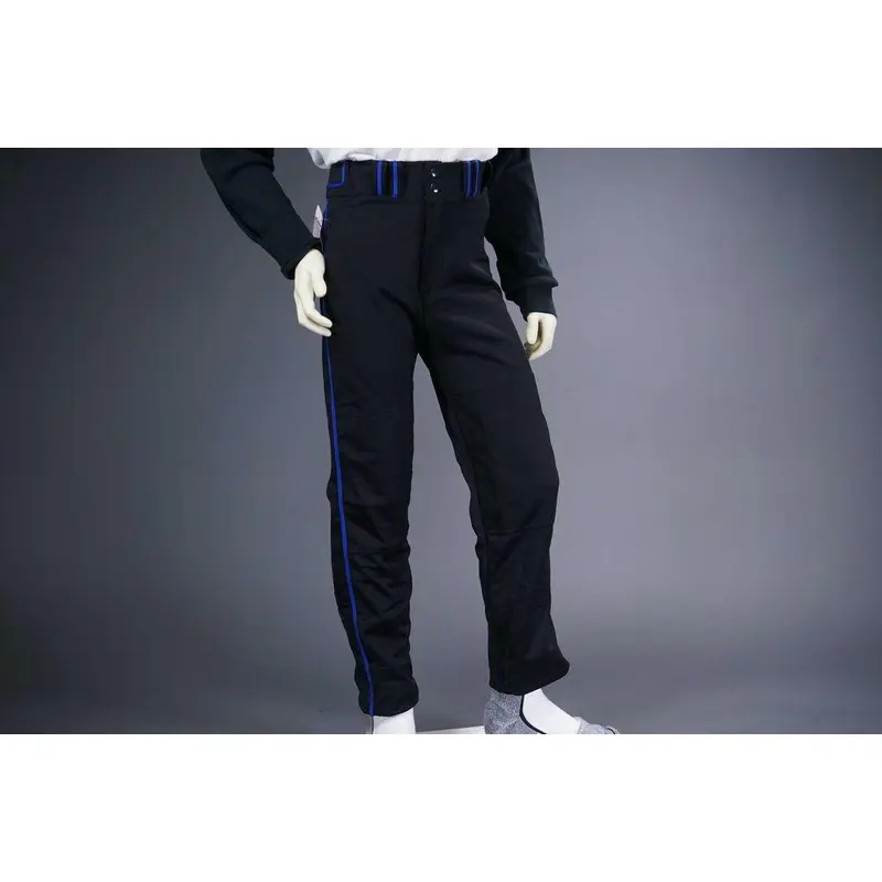COMBAT PIPED STOCK OPEN BOTTOM BASEBALL/SOFTBALL PANTS, BLACK/BLUE ~ YOUTH LARGE