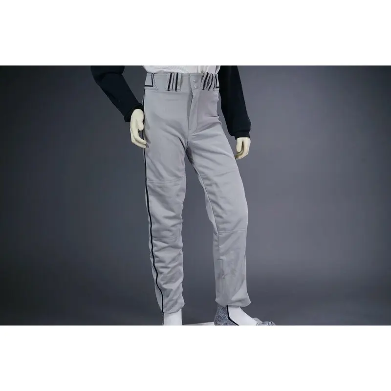 COMBAT PIPED STOCK OPEN BOTTOM BASEBALL/SOFTBALL PANTS, GRAY/BLACK ~ YOUTH XL