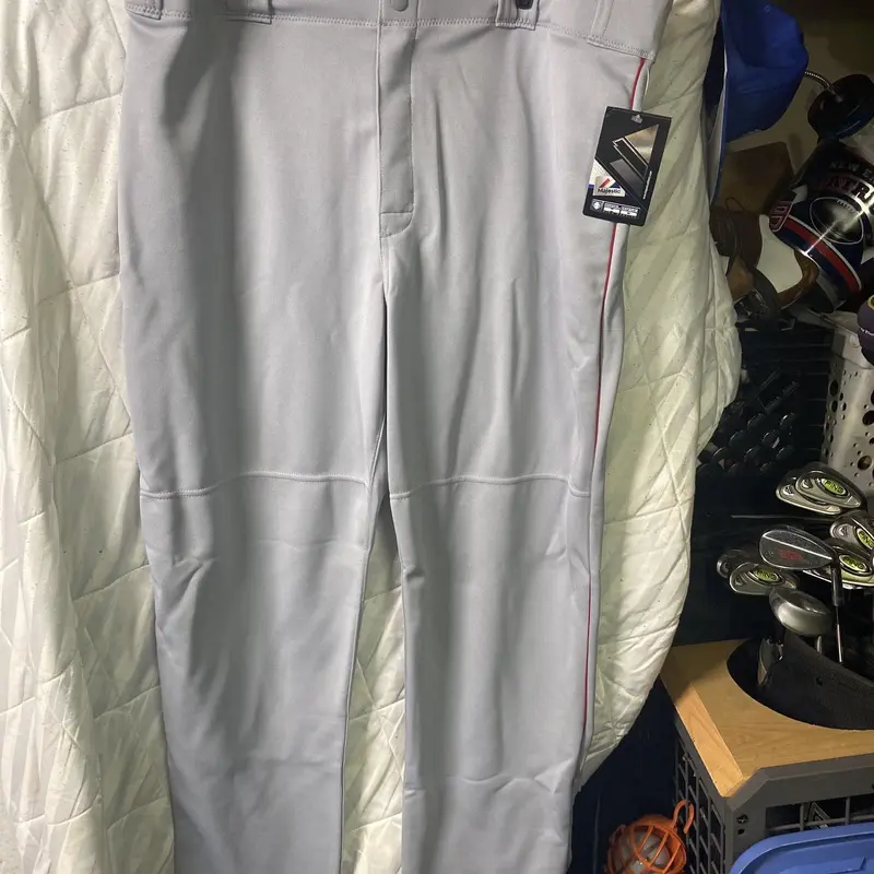 Grey With Scarlet Piping Adult XXL Majestic Baseball Pants