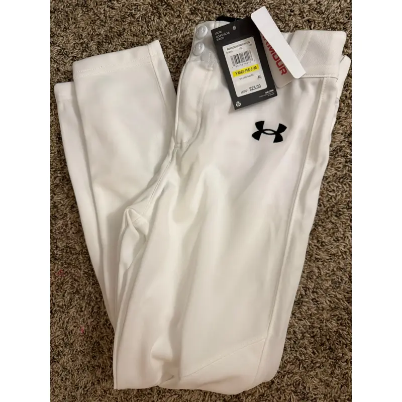 White Size 8 Youth Under Armour Game Pants (New)