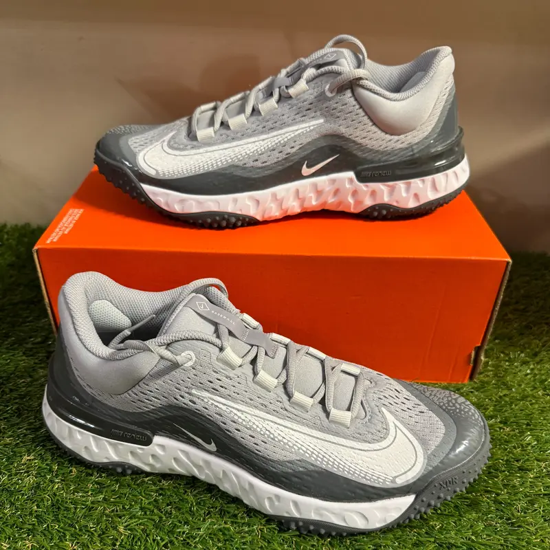 Nike Alpha Huarache Elite 4 Turf Baseball Shoes Grey Men Size 9 DJ6523-010 NEW
