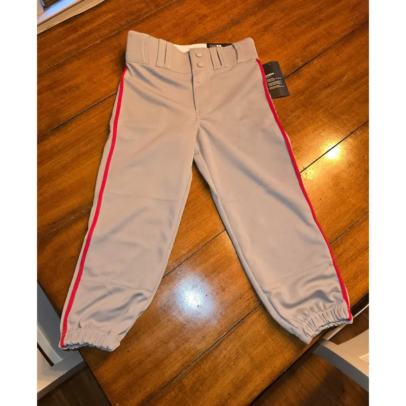 Gray with Red Piping Unisex Small Youth Champro Game Pants (New with Tags)