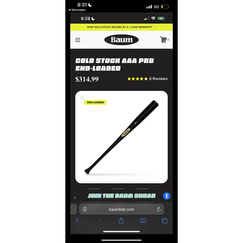 *NEW* Baum Bat Gold Enload Flared 33in 30oz