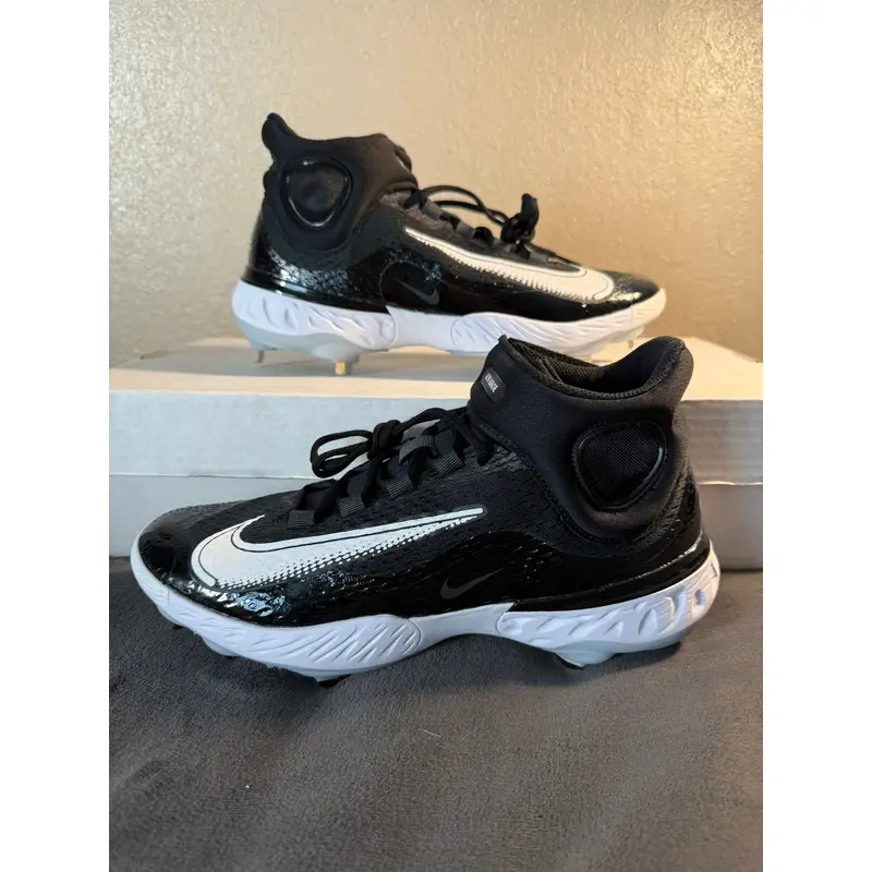 New Black Metal Nike Alpha Huarache Elite 4 Sz 11