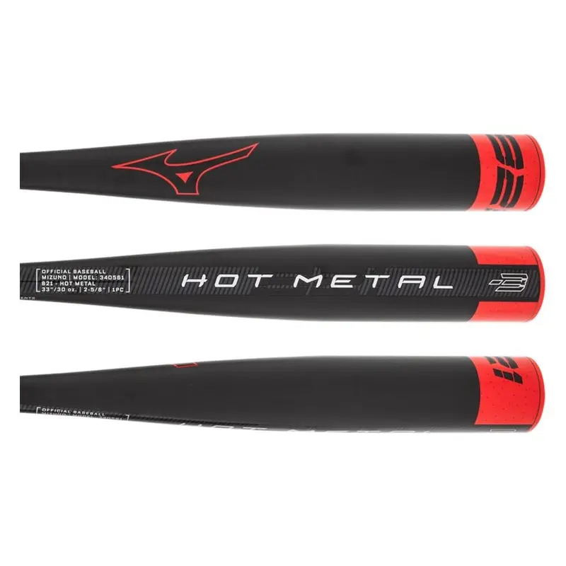 NIW Mizuno B21 HOT METAL 33/30 (-3) 2 5/8" Alloy BBCOR Baseball Bat Black/Red