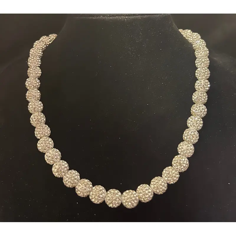 MLB type rhinestone necklace - silver