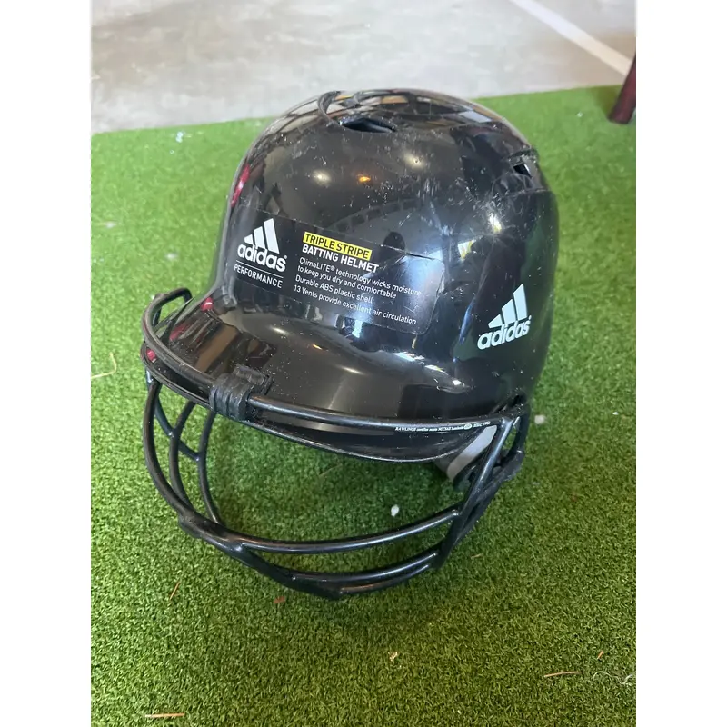 Used Adidas triple stripe batting helmet