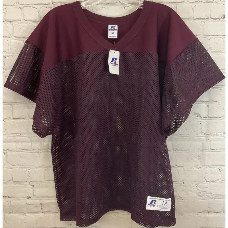 Medium Maroon Russell Athletic Mesh Team Jersey Cover Open Full Range Sleeves