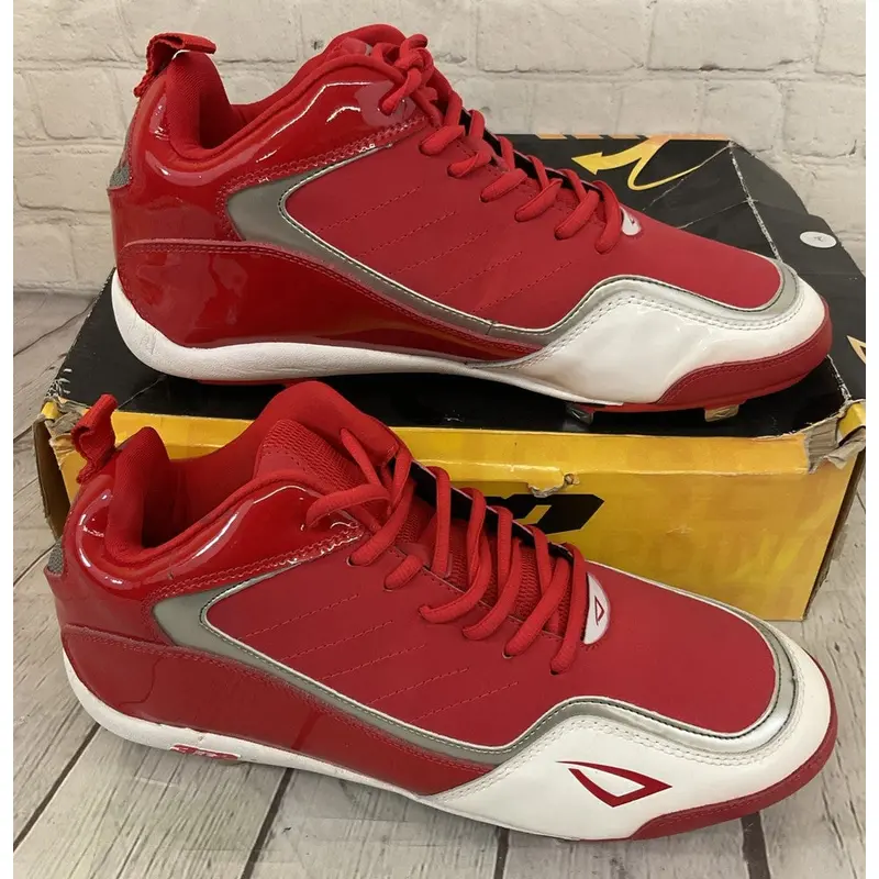 3N2 Men's Viper LO Performance Metal Baseball Cleats Red White US 12