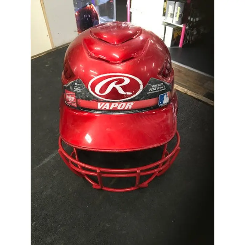 Used Rawlings VAPOR Batting Helmet w/Mask Red One Size 11443-S000191471