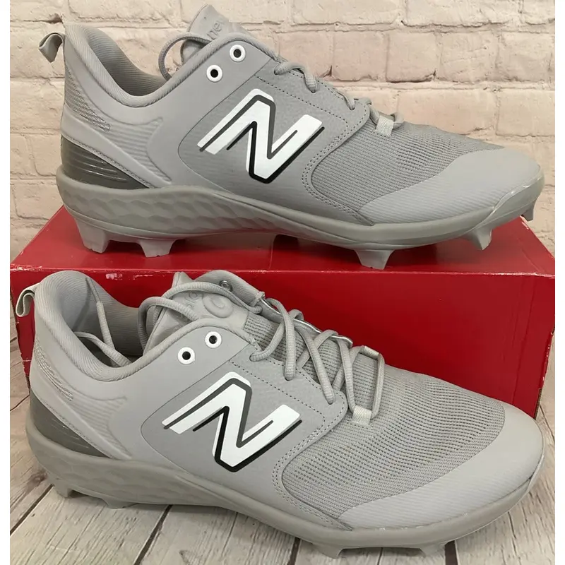 New Balance PL3000G6 Fresh Foam 3000 V6 Molded Baseball Cleats Grey White US 16