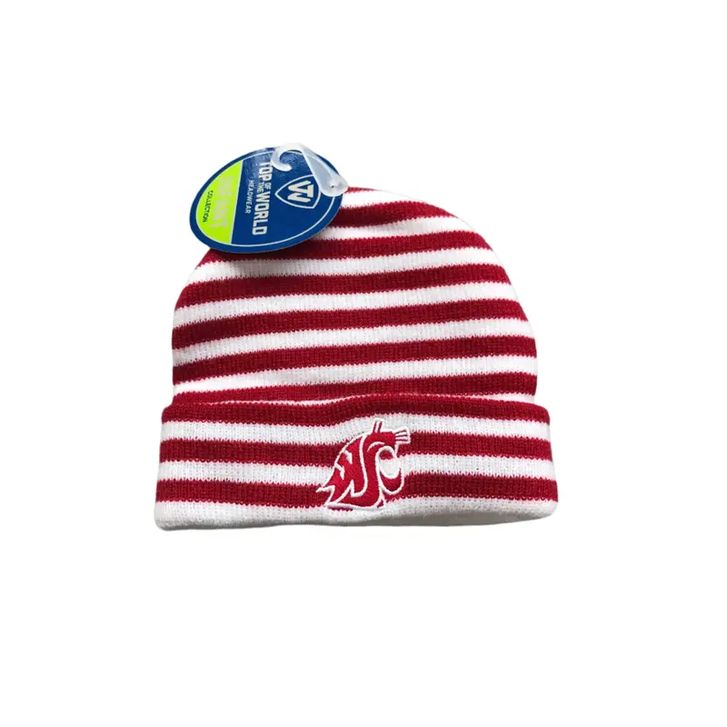 Top of the World Red and White Stripe Baby WSU Hat