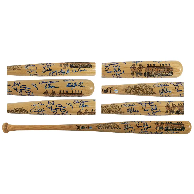 Yankees 1998/99 B2B (20) Jeter, Williams, Cone, Torre +16 Signed Bat BAS #A79330