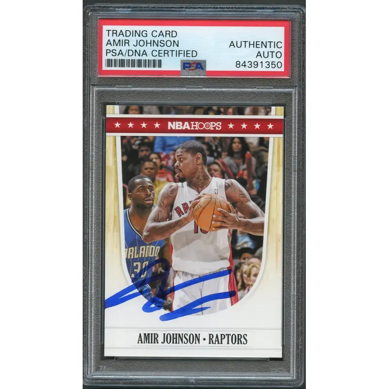 2011-12 NBA Hoops #229 Amir Johnson Signed Card AUTO PSA Slabbed Raptors