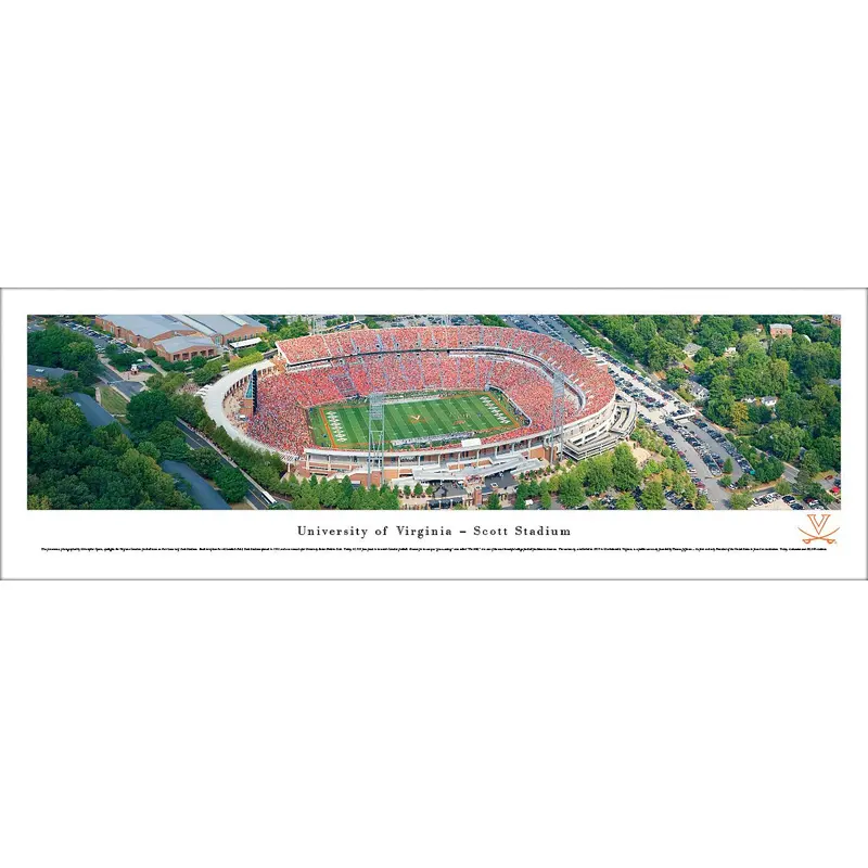 Virginia Cavaliers Football Scott Stadium Gameday Aerial Panoramic Poster - Blakeway