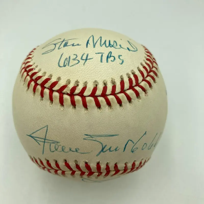Willie Mays Hank Aaron Stan Musial Total Baseball Signed Inscribed Baseball JSA