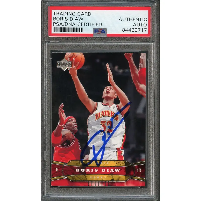 2004-05 Upper Deck #2 Boris Diaw Signed Card AUTO PSA Slabbed Hawks