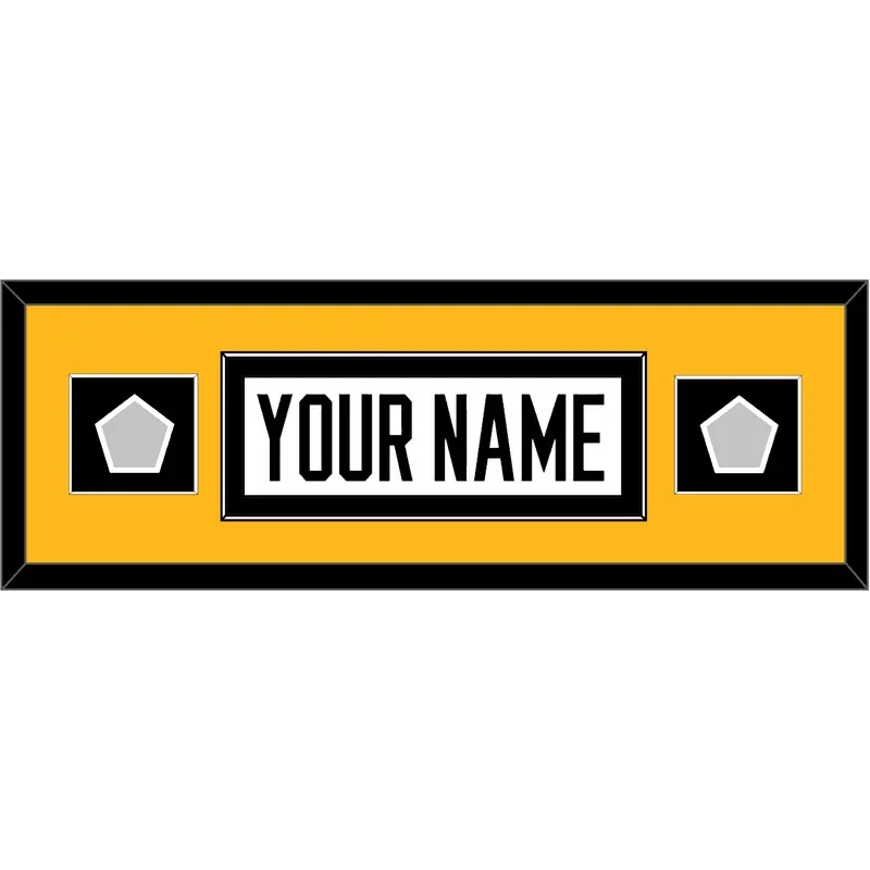 Pittsburgh Nameplate & 2 Stanley Cup Finals Patches - Home White (1988-1992) - Single Mat 5