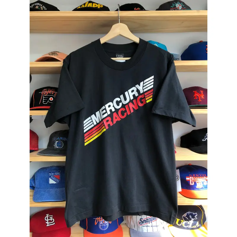 Vintage 80s Mercury Racing Stripes Tee Size Large