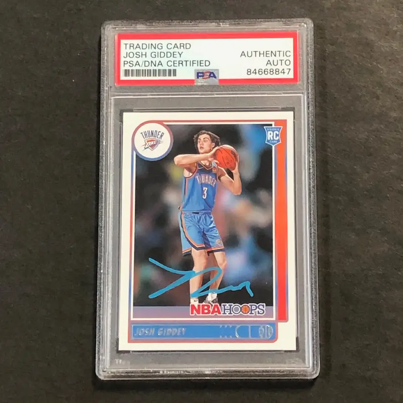 2021-22 NBA Hoops #202 Josh Giddey Signed Card AUTO PSA Slabbed RC Thunder