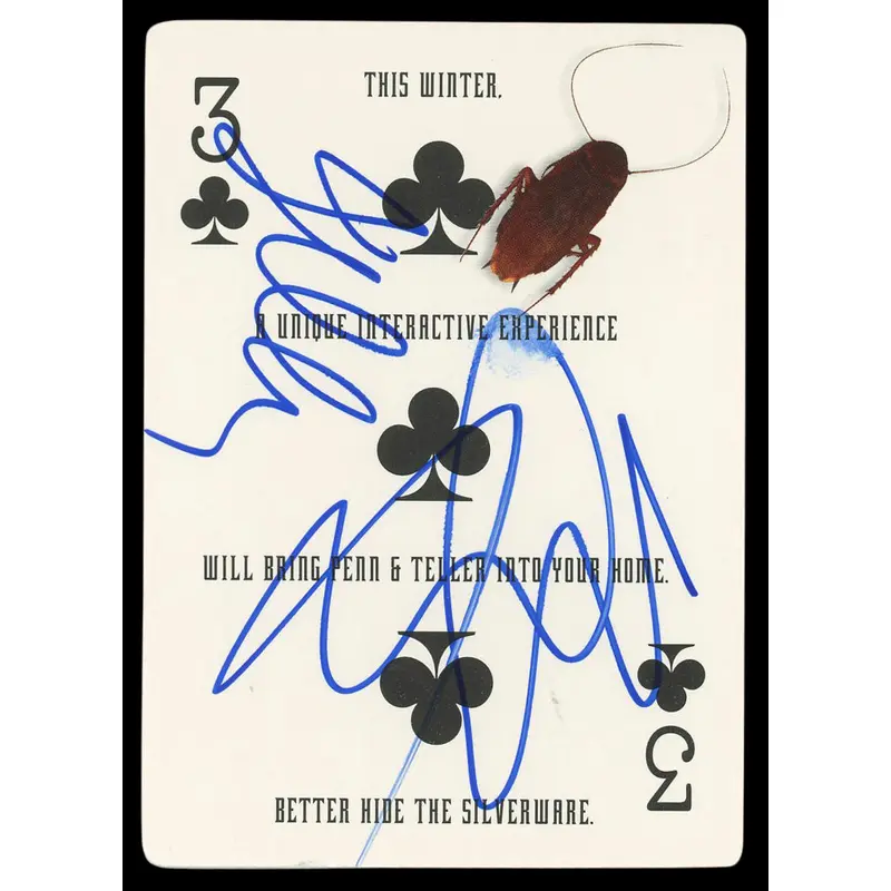 Penn Gillette & Teller Authentic Signed 1994 Absolute Sega CD Card BAS #BM57156