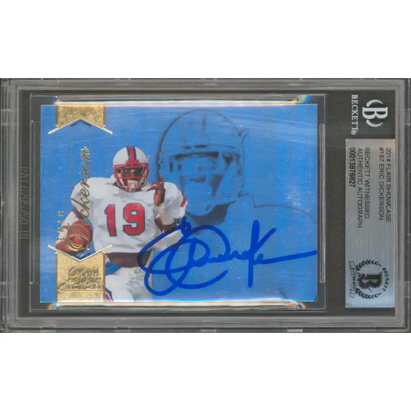 Rams Eric Dickerson Authentic Signed 2014 Flair Showcase #187 Card BAS Slabbed
