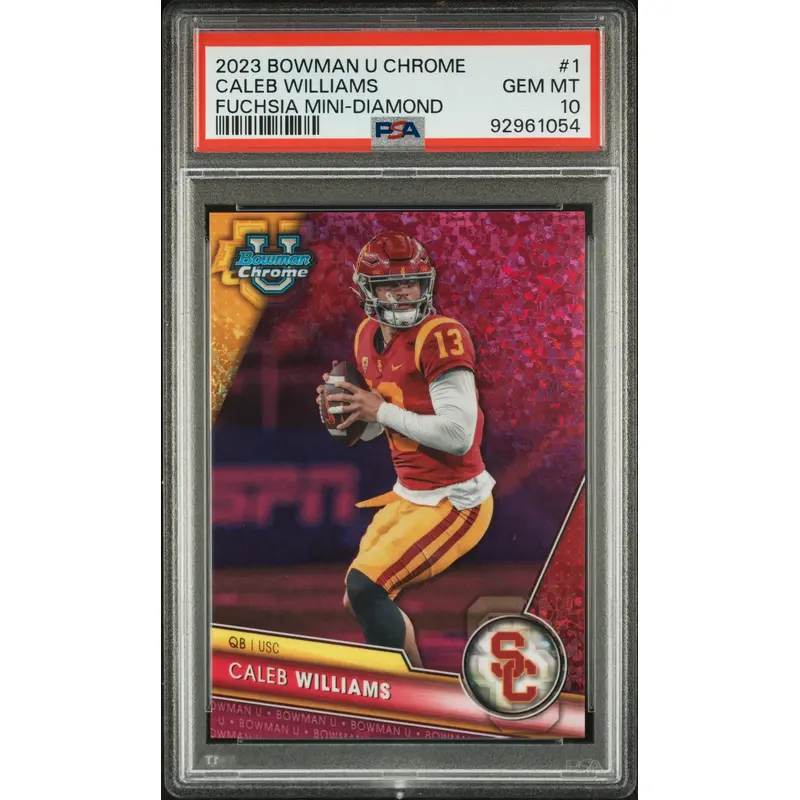 Caleb Williams 2023 Bowman Chrome Fuchsia Mini-Diamond #40/150 PSA 10 Gem Mint