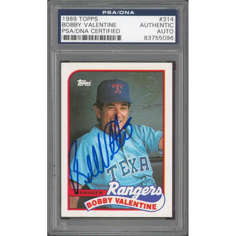 Rangers Bobby Valentine Authentic Signed Card 1989 Topps #314 PSA/DNA Slabbed