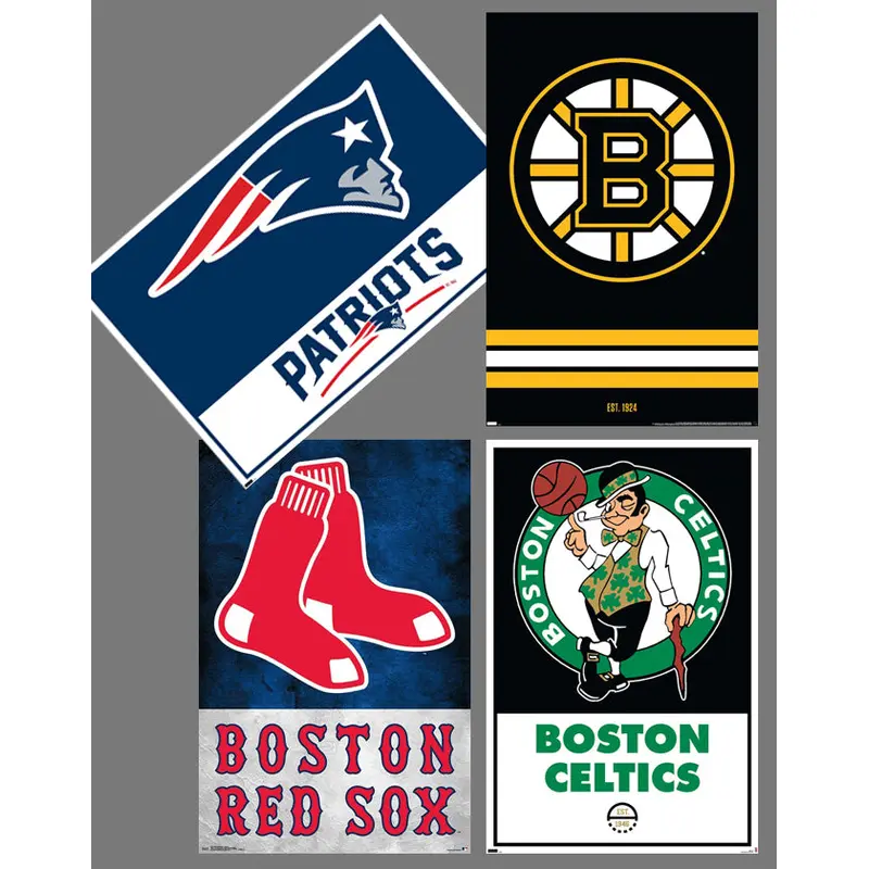 COMBO: Boston, MA Sports 4-Poster Combo (Patriots, Bruins, Celtics, Red Sox)