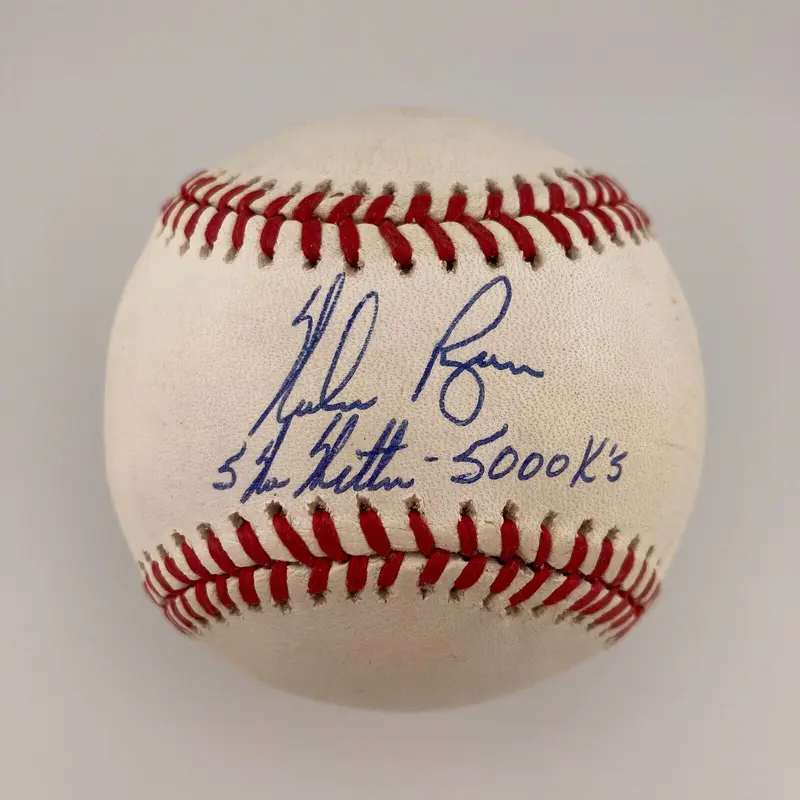 Nolan Ryan 5 No Hitter- 5,000 K's Signed Baseball Beckett Certified