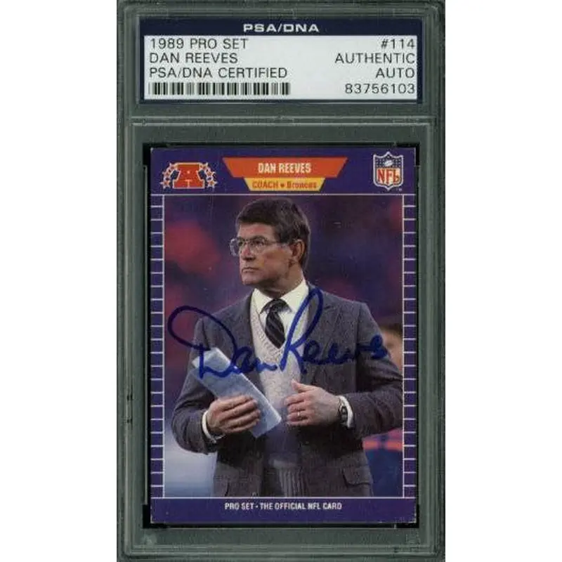 Broncos Dan Reeves Authentic Signed Card 1989 Pro Set #114 PSA/DNA Slabbed