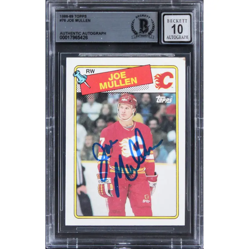 Flames Joe Mullen Signed 1998 Topps #76 Card Auto Gem Mint 10! BAS Slabbed