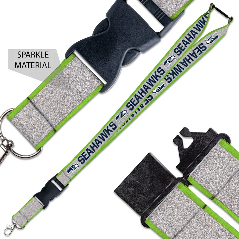 Seattle Seahawks 1" Buckle Glitter Lanyard