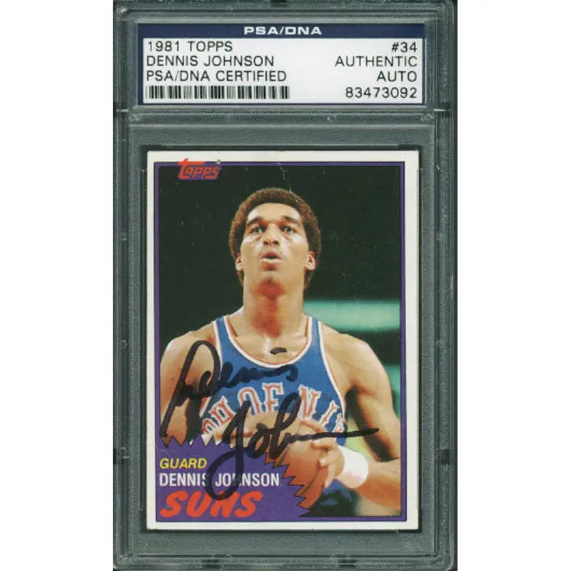 Suns Dennis Johnson Authentic Signed Card 1981 Topps #34 PSA/DNA Slabbed