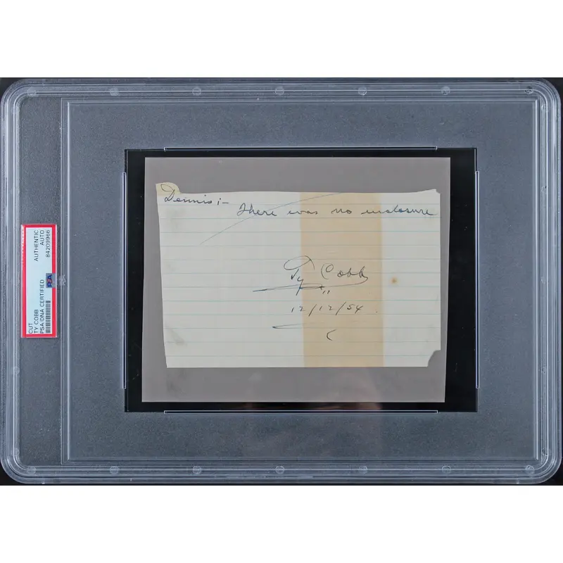 Tigers Ty Cobb 12/12/54 Authentic Signed 4.25x6.75 Cut Signature PSA/DNA Slabbed