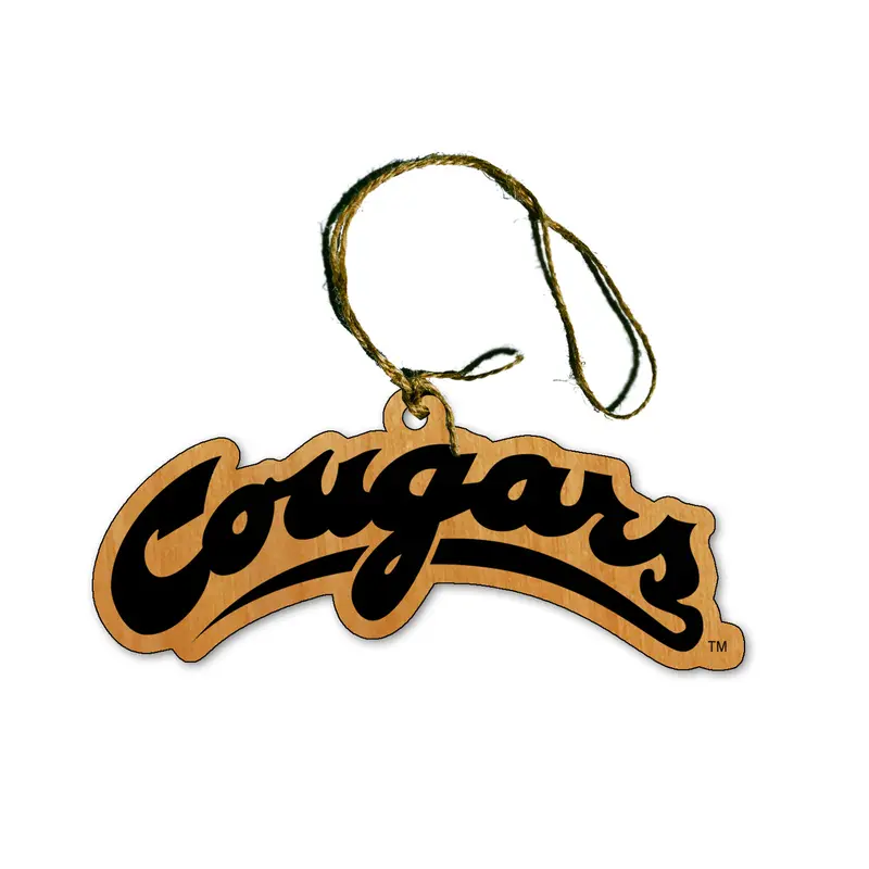 WSU Wood "COUGARS" Ornament