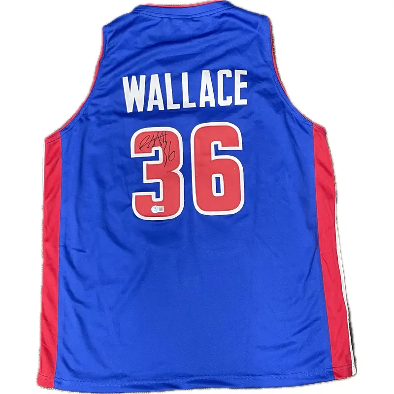 Rasheed Wallace signed Jersey Beckett Detroit Pistons Autographed