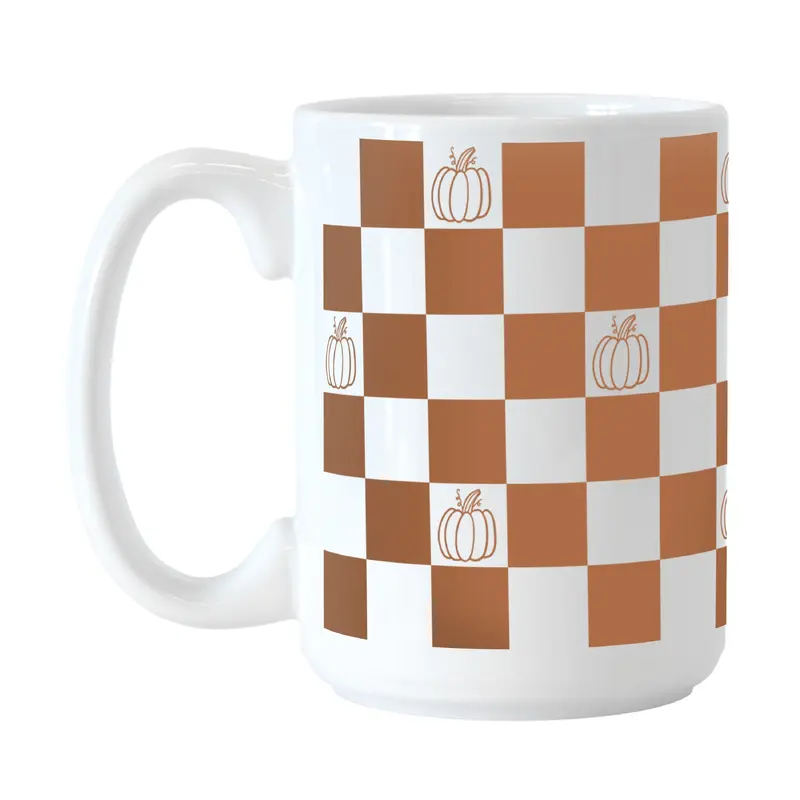 Fall Checkered Pumpkin 15oz Sublimated Mug