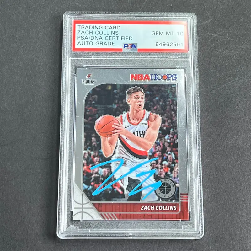 2019-20 Panini Hoops #159 ZACH COLLINS Signed Card AUTO Grade 10 PSA Slabbed Blazers