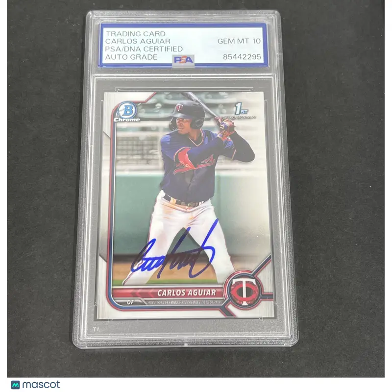 2022 Bowman Chrome Prospects #BCP-1 Carlos Aguiar signed card PSA Auto 10