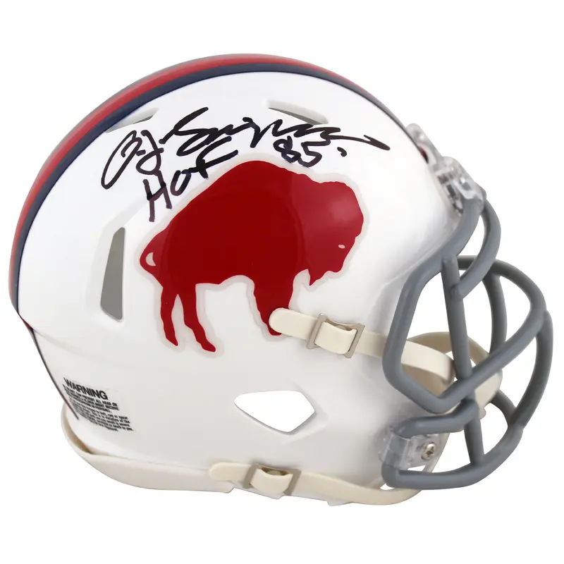 Bills O.J. Simpson "HOF 85" Signed 65-73 Throwback Speed Mini Helmet JSA Witness