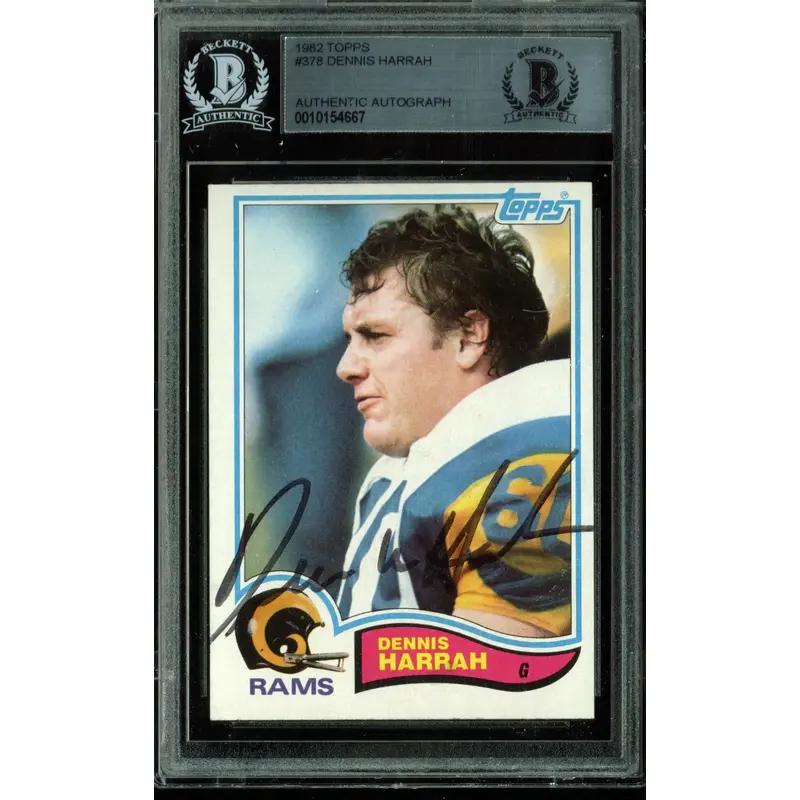 Rams Dennis Harrah Authentic Signed Card 1982 Topps #378 Autographed BAS Slabbed