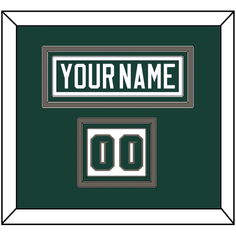 Michigan State Hockey Nameplate & Number (Shoulder) - Road Green (2006-2007) - Triple Mat 2