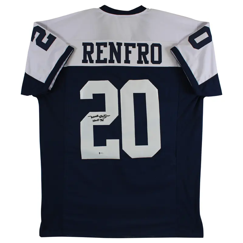 Mel Renfro "HOF 96" Signed Navy Blue Thanksgiving Pro Style Jersey BAS Witnessed